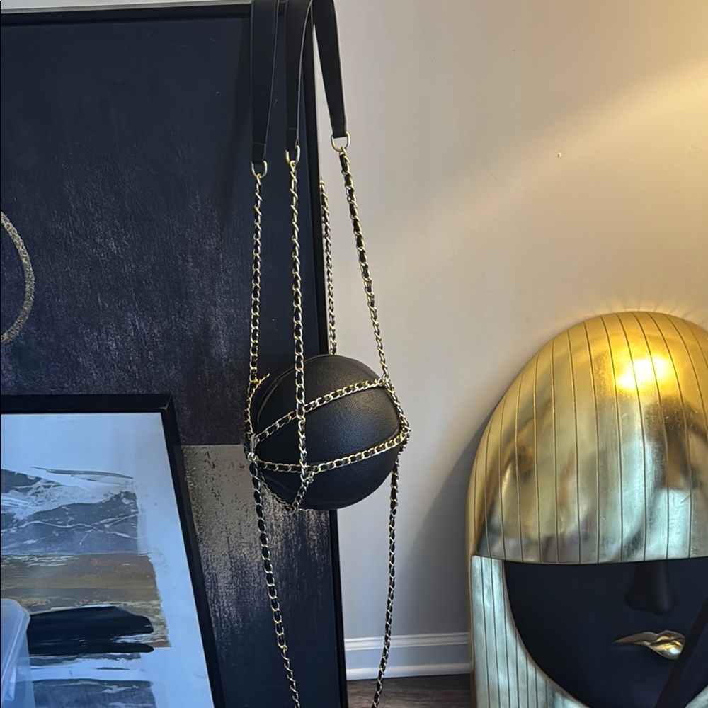 Black and Gold Chain Basketball Bag